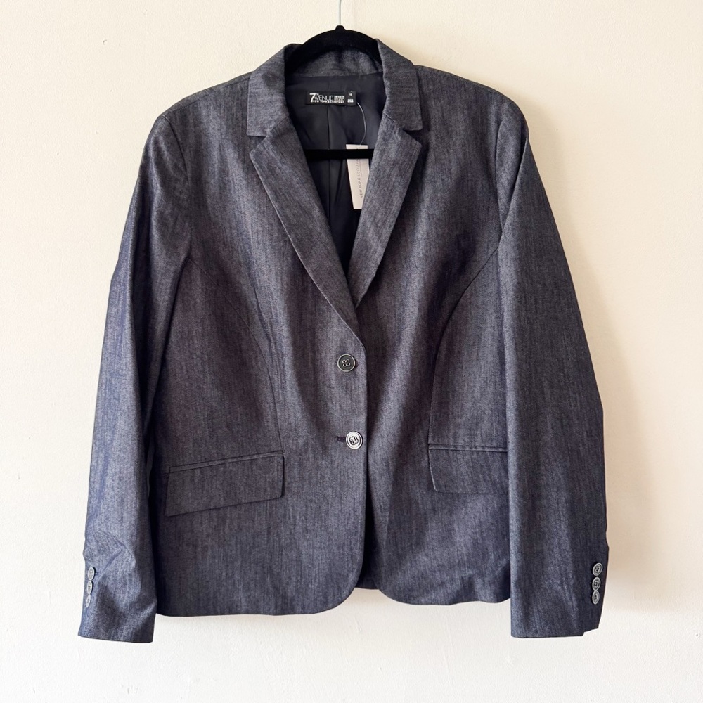 7th Avenue Design Studio Women's Denim‎ Gray Blazer Jacket Size 16